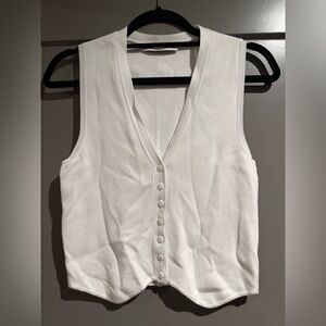 Zara White Button Down Vest